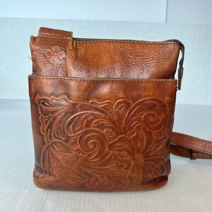Patricia Nash Florence Tooled Leather Sling Crossbody